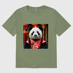 Футболка оверсайз мужская Императорская панда, цвет: авокадо