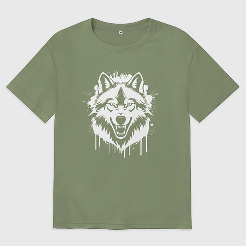 Мужская футболка оверсайз Волк в ярости / Авокадо – фото 1