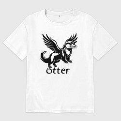 Футболка оверсайз мужская Летучая выдра, цвет: белый