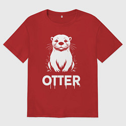 Футболка оверсайз мужская Выдра в стиле граффити, цвет: красный