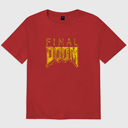 Мужская футболка оверсайз Doom final gold logo