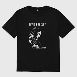 Футболка оверсайз мужская Элвис Пресли рок легенда, цвет: черный