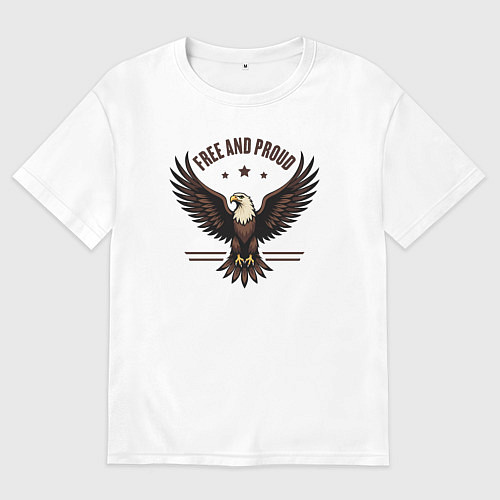 Мужская футболка оверсайз Свободный и гордый орёл / Белый – фото 1