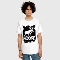 Футболка оверсайз мужская Мощь лося, цвет: белый — фото 2