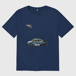 Мужская футболка оверсайз Летающее такси ретрофутуризм стримлайн