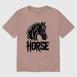 Футболка оверсайз мужская Черная лошадь граффити, цвет: пыльно-розовый