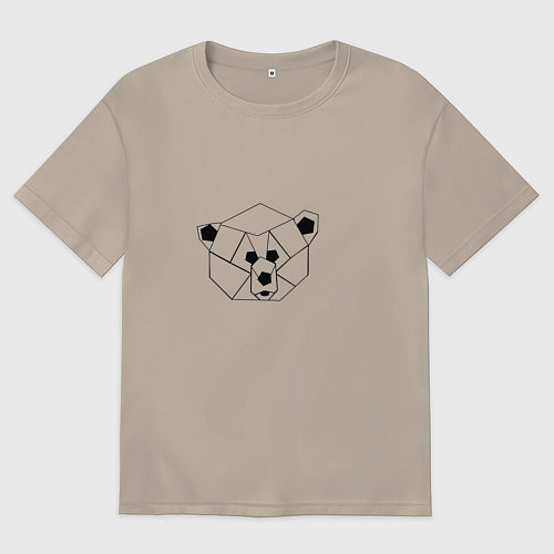 Мужская футболка оверсайз Геометрическая морда медведя / Миндальный – фото 1