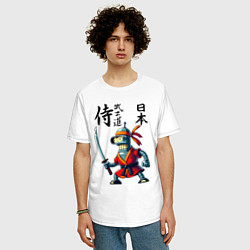 Футболка оверсайз мужская Bender bending robot with katana - samurai, цвет: белый — фото 2