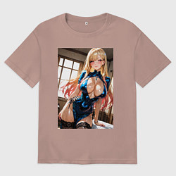 Футболка оверсайз мужская Марин Китагава наряде гламурной фифы, цвет: пыльно-розовый