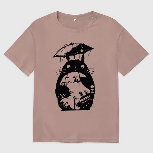 Мужская футболка оверсайз Тоторо Мэй Сацуки котобус / Пыльно-розовый – фото 1