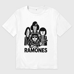 Футболка оверсайз мужская Ramones силуэты, цвет: белый