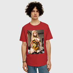 Футболка оверсайз мужская Марин Китагава наряде гламурной модели, цвет: красный — фото 2