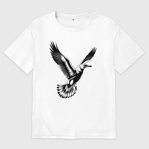 Мужская футболка оверсайз Полет чайки / Белый – фото 1