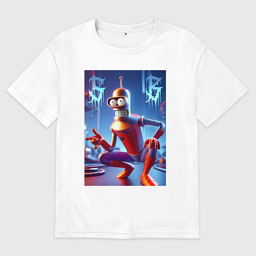 Мужская футболка оверсайз Бендер-паук мем коллаба / Белый – фото 1