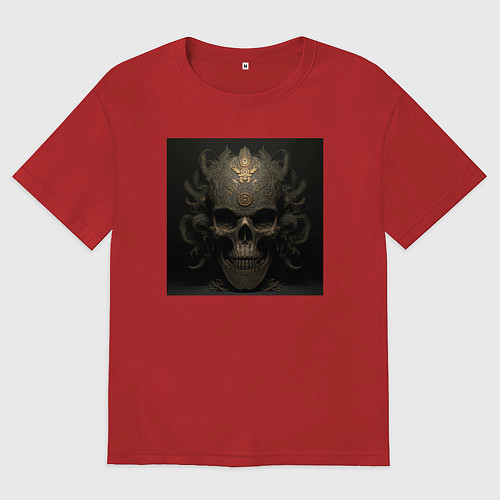 Мужская футболка оверсайз Готический череп / Красный – фото 1