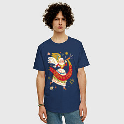 Футболка оверсайз мужская Новогодняя дама, цвет: тёмно-синий — фото 2