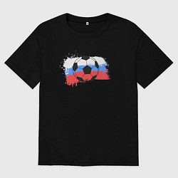 Футболка оверсайз мужская Футбол России, цвет: черный