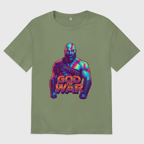 Мужская футболка оверсайз God of war Кратос / Авокадо – фото 1