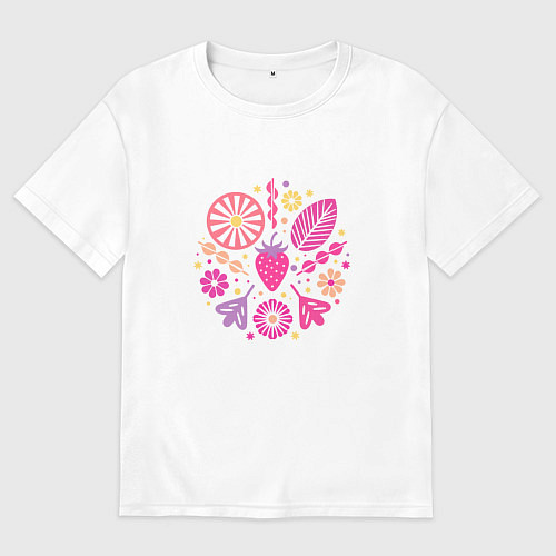 Мужская футболка оверсайз Ягоды абстракция / Белый – фото 1