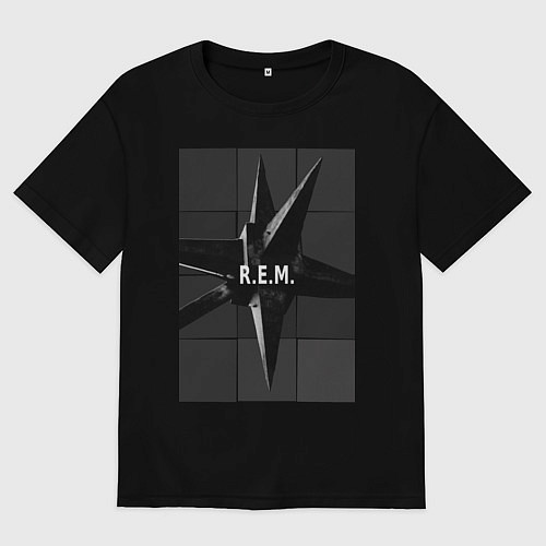 Мужская футболка оверсайз R E M / Черный – фото 1