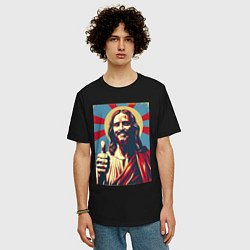 Футболка оверсайз мужская Иисус лайк, цвет: черный — фото 2