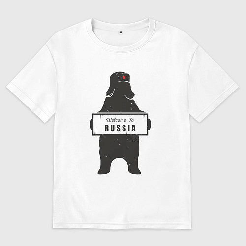 Мужская футболка оверсайз Россия добро пожаловать / Белый – фото 1