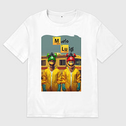 Футболка оверсайз мужская Марио и Луиджи пустились во все тяжкие, цвет: белый