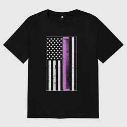 Футболка оверсайз мужская США парикмахер, цвет: черный