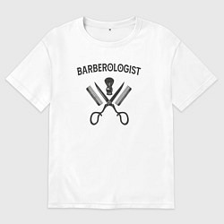 Футболка оверсайз мужская Профессия парикмахер, цвет: белый