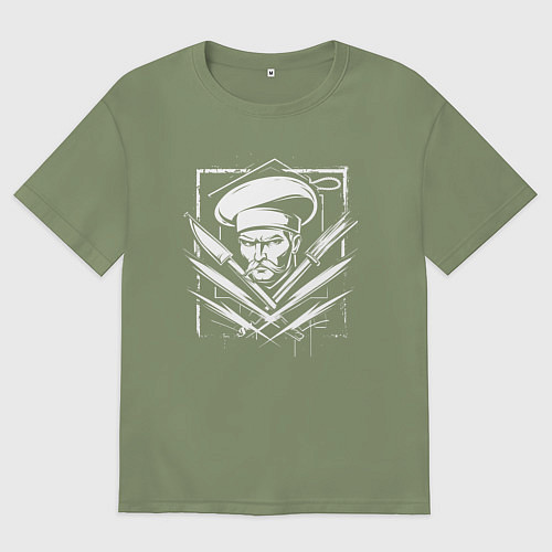 Мужская футболка оверсайз Казак в урбанистическом стиле / Авокадо – фото 1