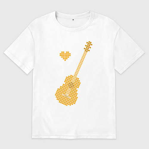 Мужская футболка оверсайз Люблю гитарку, пиксели / Белый – фото 1