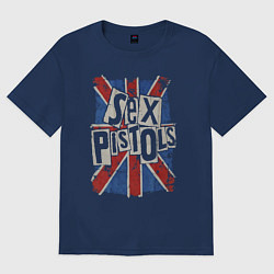 Футболка оверсайз мужская Sex Pistols - british flag, цвет: тёмно-синий
