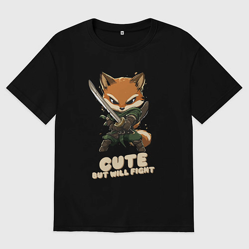 Мужская футболка оверсайз Милый но готов драться / Черный – фото 1