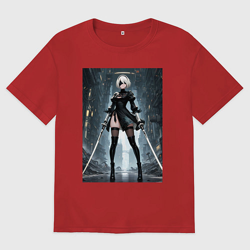 Мужская футболка оверсайз 2B исследует заброшенные улицы / Красный – фото 1