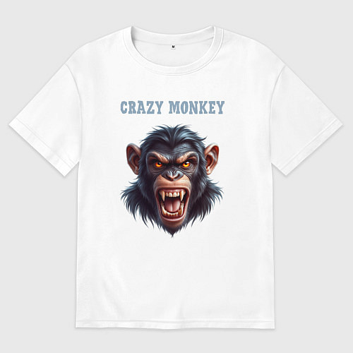 Мужская футболка оверсайз Crazy monkey / Белый – фото 1