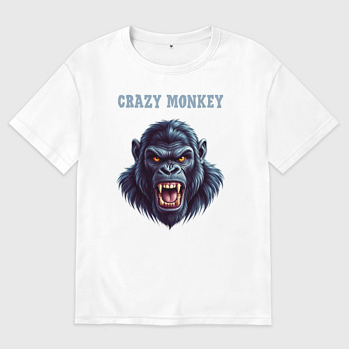 Мужская футболка оверсайз Crazy gorilla / Белый – фото 1