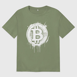 Футболка оверсайз мужская Биткоин в стиле Бэнкси, цвет: авокадо