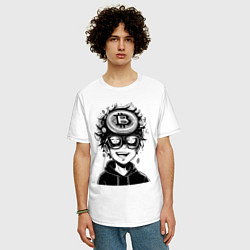 Футболка оверсайз мужская Аниме биткоин, цвет: белый — фото 2