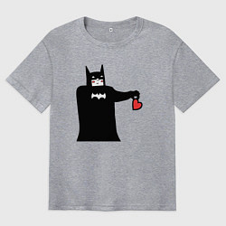 Футболка оверсайз мужская Сердечко Бэтмена, цвет: меланж