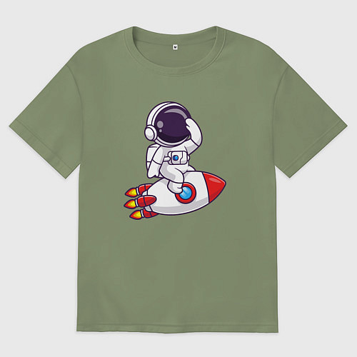 Мужская футболка оверсайз Rocket man / Авокадо – фото 1