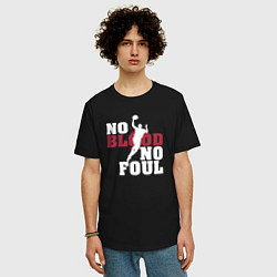 Футболка оверсайз мужская Баскетбол - нет крови нет фола, цвет: черный — фото 2