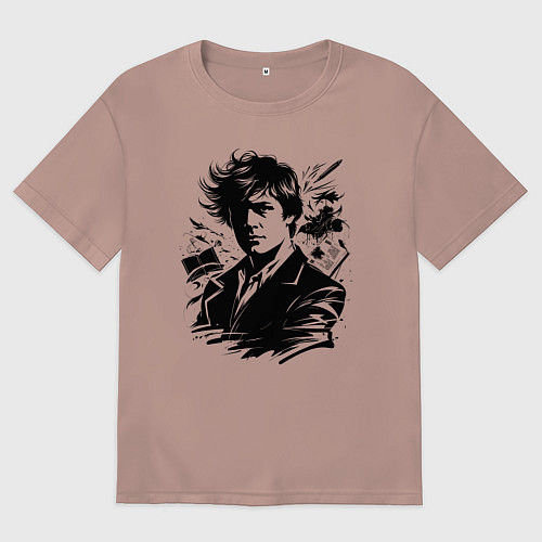 Мужская футболка оверсайз Есенин вихрь ветра / Пыльно-розовый – фото 1