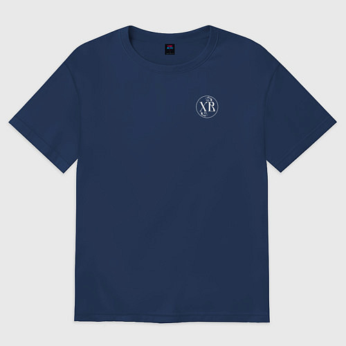 Мужская футболка оверсайз Христос воскресе белый узор / Тёмно-синий – фото 1