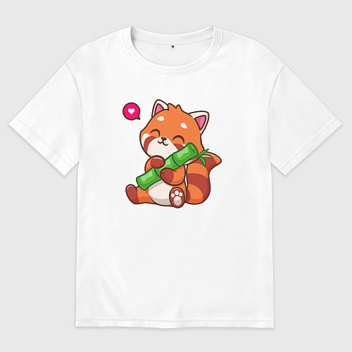 Мужская футболка оверсайз Милая красная панда / Белый – фото 1