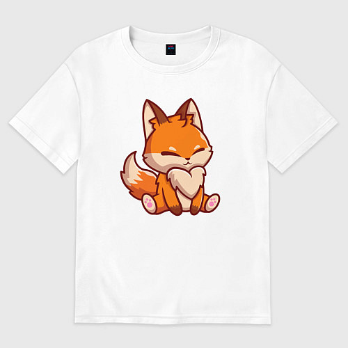 Мужская футболка оверсайз Милый лисёнок / Белый – фото 1