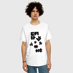 Футболка оверсайз мужская Папа лучший на пазл, цвет: белый — фото 2