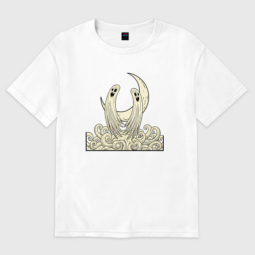 Мужская футболка оверсайз Два духа под луной / Белый – фото 1