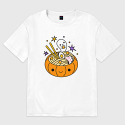 Футболка оверсайз мужская Halloween ramen, цвет: белый