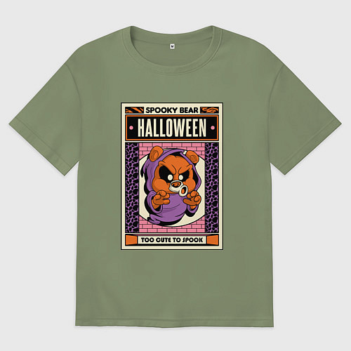 Мужская футболка оверсайз Halloween spooky bear / Авокадо – фото 1