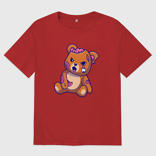 Мужская футболка оверсайз Мишка зомби / Красный – фото 1